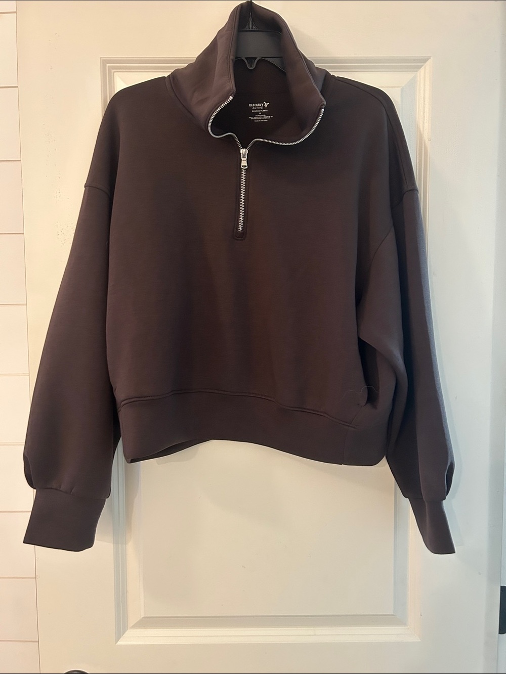 Old Navy Brown Cropped Quarter-Zip Pullover Sweatshirt